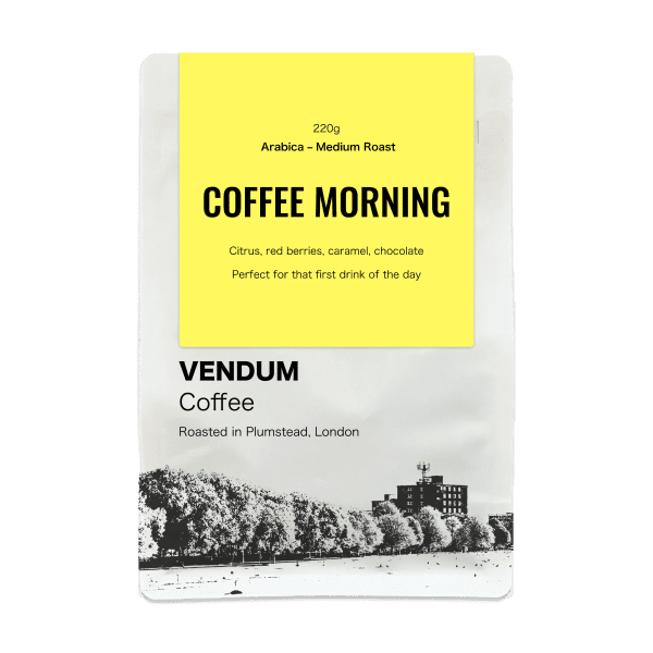 VENDUM Coffee, Coffee Morning, whole speciality coffee beans, roasted to order in Plumstead, London