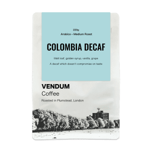 VENDUM Coffee, Colombian Decaf Coffee, ground coffee, roasted to order in Plumstead, London, 220g